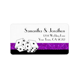 Las Vegas Dice Theme Lila & Black Imitats Glitzer Adressaufkleber