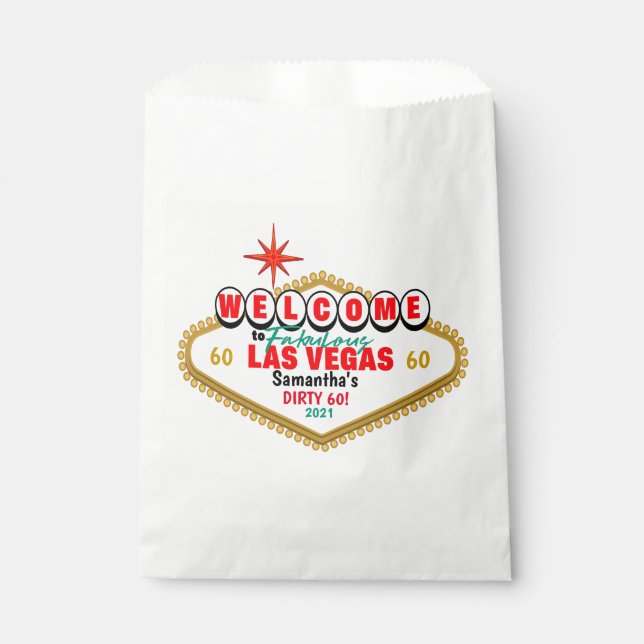 Las Vegas Dirty Birthday Party Custom Matching Geschenktütchen (Vorderseite)
