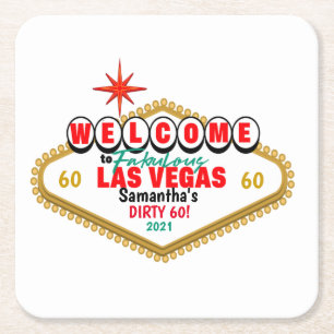 Las Vegas Dirty Birthday Party Custom Matching Rechteckiger Pappuntersetzer