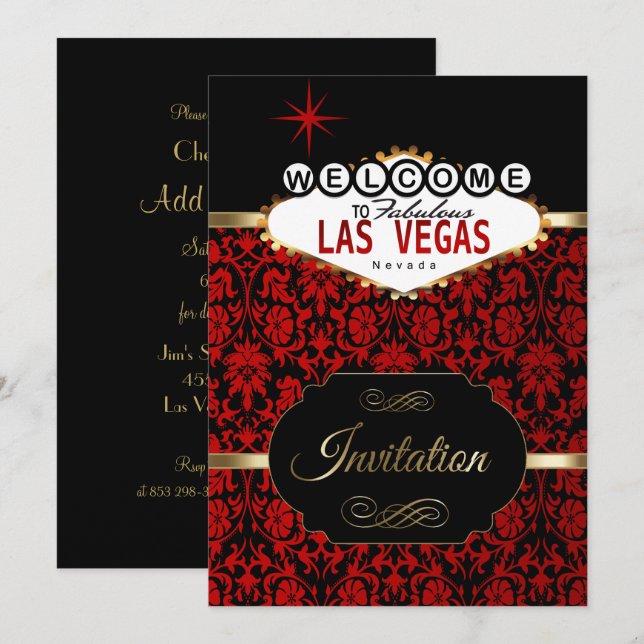 Las Vegas en damas rouge | Invitation à la fête (Devant / Derrière)