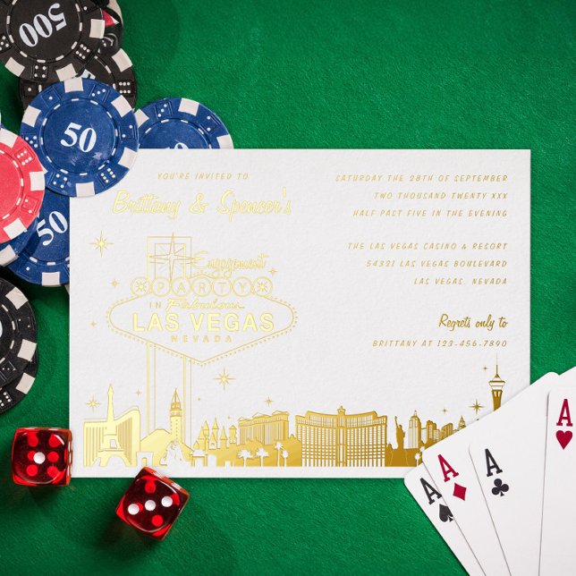 Las Vegas Engagement Party Gold Folieneinladung (Von Creator hochgeladen)