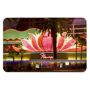 Las Vegas Flamingo @ Night Flexible Magnet