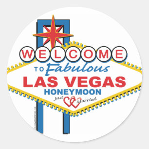 Las Vegas Flitterwochen retro Runder Aufkleber