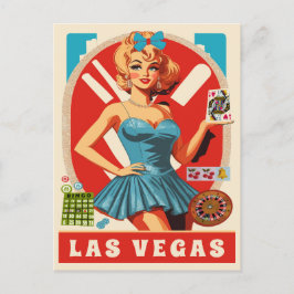 Las Vegas, Frau mit Karten, Reisen Postkarte