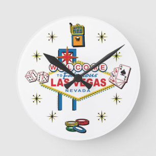 Las Vegas Gambling Icom Runde Wanduhr
