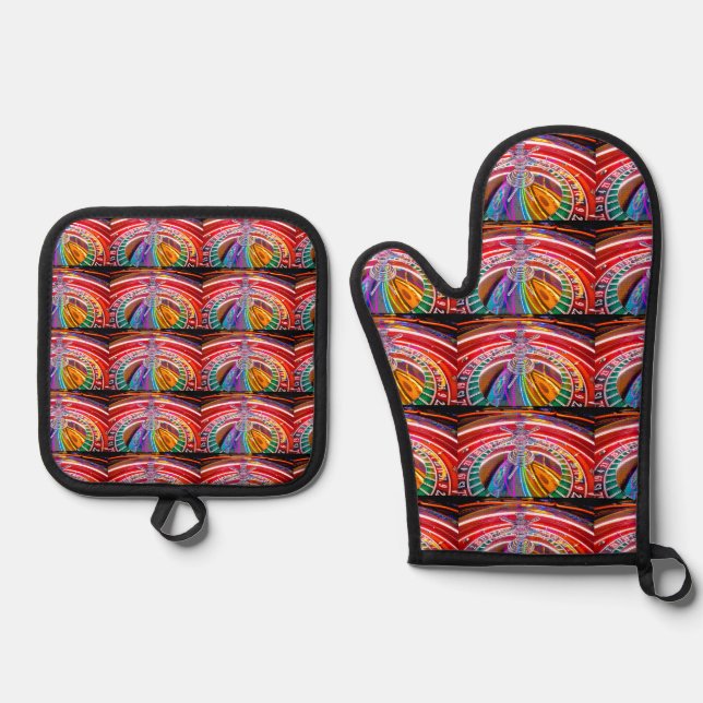 LAS VEGAS GAMES OFENHANDSCHUH & Topflappen-Set (Vorderseite)