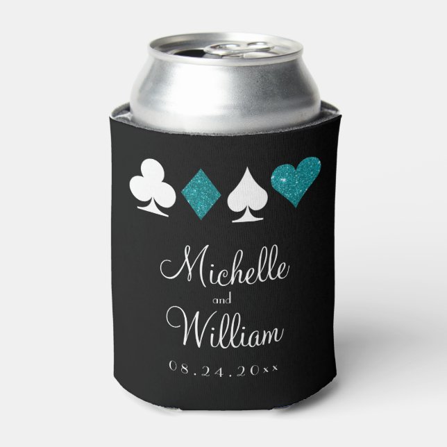 Las Vegas Gastgeschenk Hochzeit Aquamarin Black Dosenkühler (Kanne Vorderseite)