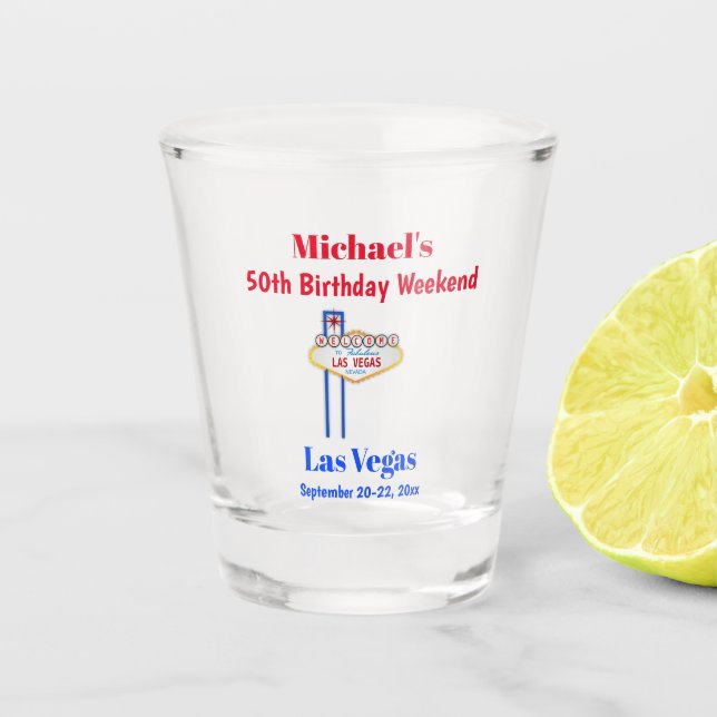 Las Vegas Geburtstagsparty Trip Gefallen Schnapsglas (Vorderseite)