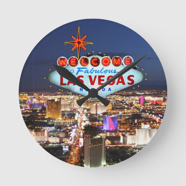 Las Vegas Gifts Runde Wanduhr (Vorderseite)