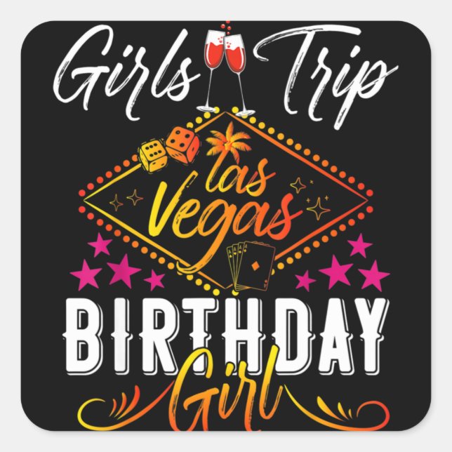 Las Vegas Girls Trip Vacation Bachelorette Birthda Quadratischer Aufkleber (Vorderseite)