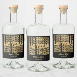Las Vegas Glam Wedding Personalisiert Gold & Black Alkoholflaschenetikett