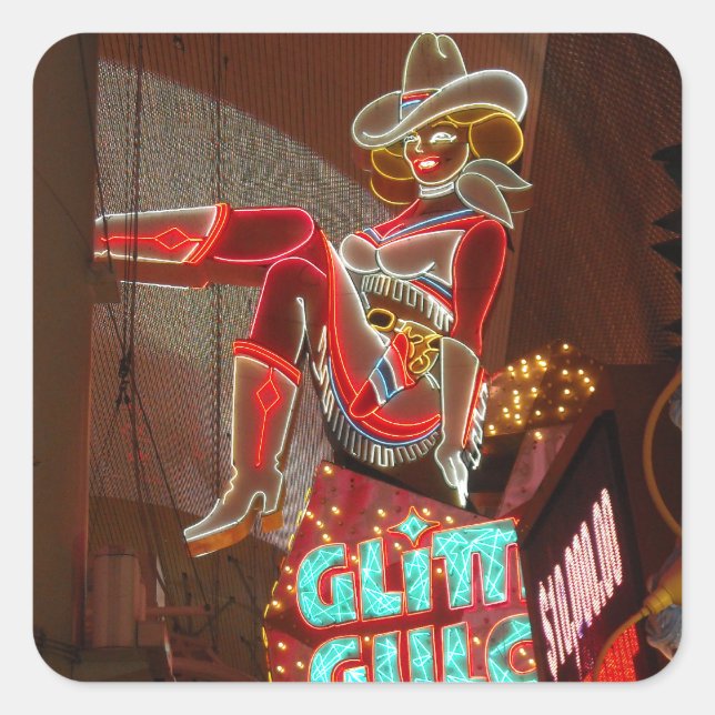 Las Vegas Glitzer Gulch Quadratischer Aufkleber (Vorderseite)