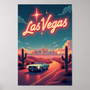 Las Vegas Glow: Retro 1950er Jahre Wüstenflucht Poster