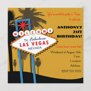 Las Vegas Golden Color Geburtstagseinladungen Einladung