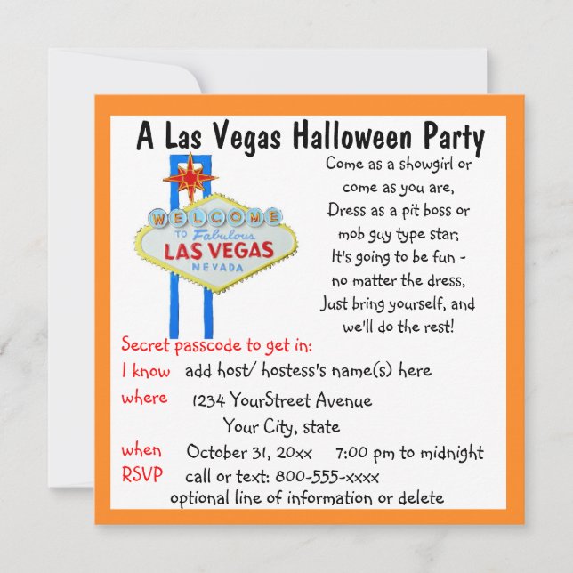 Las Vegas Halloween Costume Party Einladung (Vorderseite)