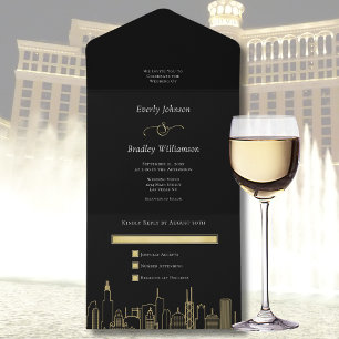 Las Vegas Hochzeit Elegantes Schwarz Gold Weiß Sch All In One Einladung