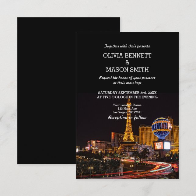 Las Vegas Hochzeit in Urlaubsort Einladung (Vorne/Hinten)