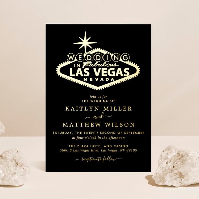 Las Vegas Hochzeit in Urlaubsort Real Folieneinladung (Von Creator hochgeladen)