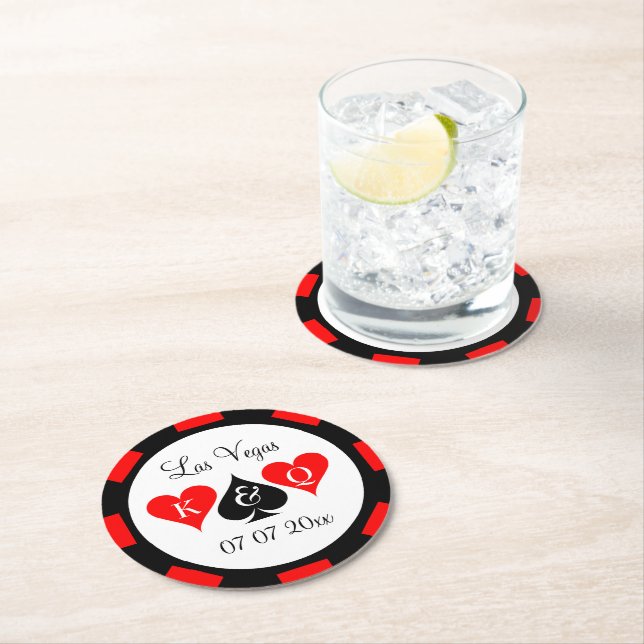 Las Vegas Hochzeit Poker Chip Custom Drink Coaster Runder Pappuntersetzer (Vor Ort)