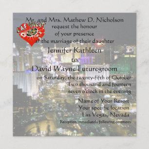 Las Vegas Hochzeit und Empfang Rotes Herz Einladung