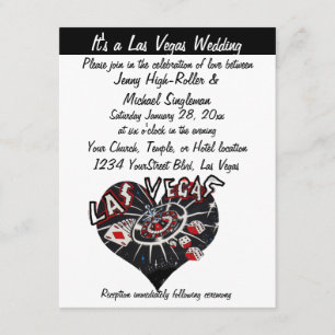 Las Vegas Hochzeit zeitgenössisches Schwarz-Weiß-H Einladung