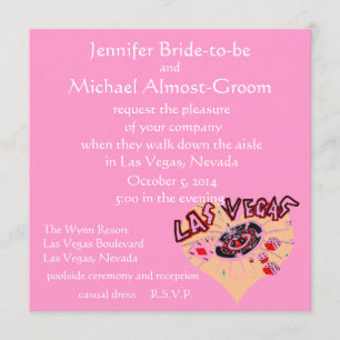 Las Vegas Hochzeiten rosa Herz Einladung