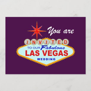 Las Vegas Hochzeits-Einladung PURPUR Einladung