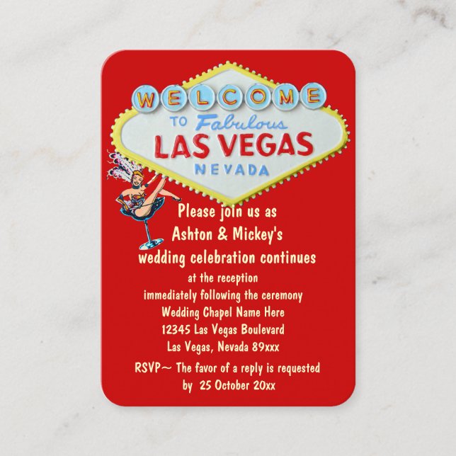 Las Vegas Hochzeitsempfang Einladung (Vorderseite)