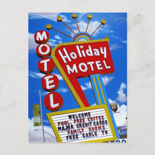 Las Vegas Holiday Motel Retro Neon Postkarte (Vorderseite)