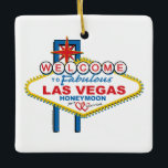 Las Vegas Honeymoon Retro Keramikornament<br><div class="desc">Las Vegas Honeymoon Design</div>