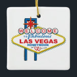 Las Vegas Honeymoon Retro Keramikornament<br><div class="desc">Las Vegas Honeymoon Design</div>