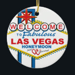 Las Vegas Honeymoon Retro Keramikornament<br><div class="desc">Las Vegas Honeymoon Design</div>