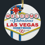 Las Vegas Honeymoon Retro Keramikornament<br><div class="desc">Las Vegas Honeymoon Design</div>