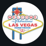 Las Vegas Honeymoon Runder Aufkleber<br><div class="desc">Las Vegas Honeymoon Design</div>