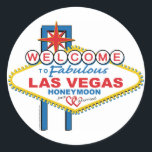 Las Vegas Honeymoon Runder Aufkleber<br><div class="desc">Las Vegas Honeymoon Design</div>