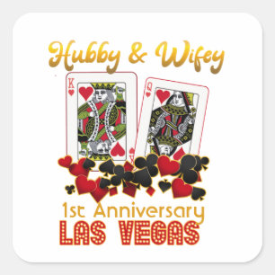 Las Vegas Hubby Wifey Hochzeitsfeier Quadratischer Aufkleber
