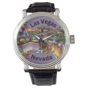 Las Vegas in der Nacht mit Neonlicht Nevada Armbanduhr