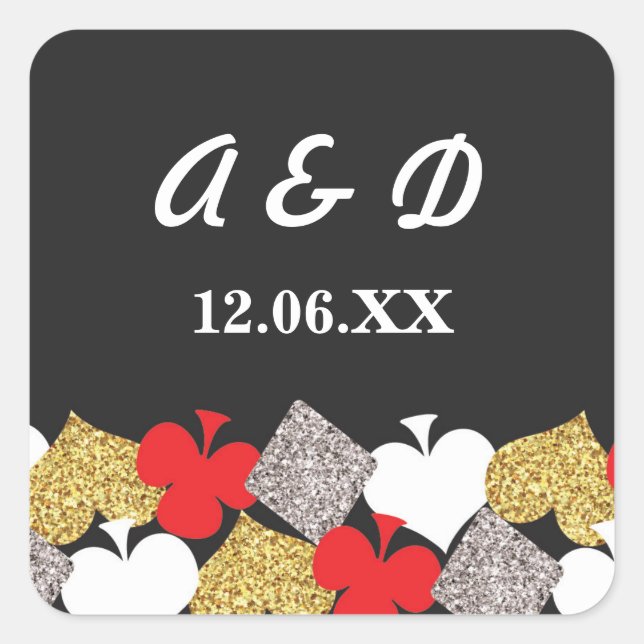 Las Vegas Initials Stickers Labels Casino Nacht (Vorderseite)