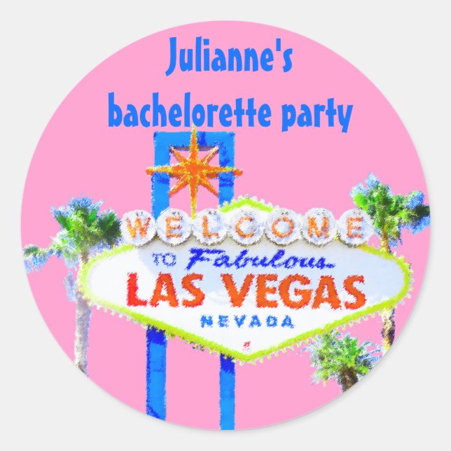 Las Vegas Junggeselinnen-Abschied pink Runder Aufkleber (Vorderseite)