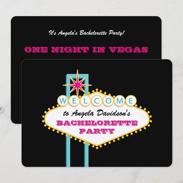 Las Vegas Junggeselinnen-Abschied Pink Sign Einladung (Vorne/Hinten)
