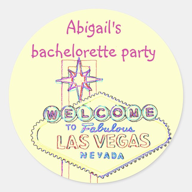 Las Vegas Junggeselinnen-Abschied Runder Aufkleber (Vorderseite)