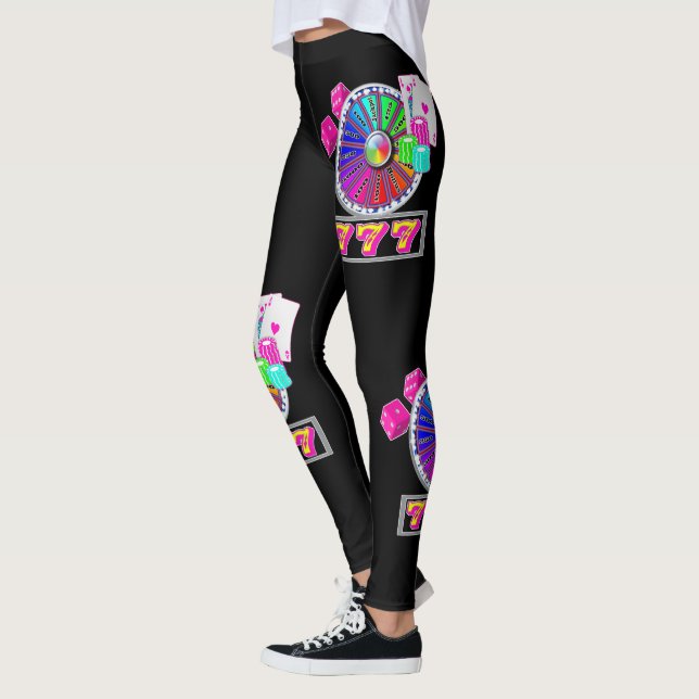 Las Vegas-Kasino-Karten-Chip-Würfel 7 und Rad Leggings (Links)