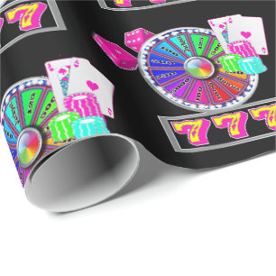 Las Vegas-Kasino-Rad, Blackjack, Würfel-Neon-Farb Geschenkpapier
