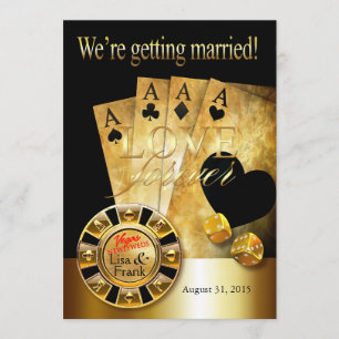 Las Vegas Luxushochzeit   gold schwarz Einladung