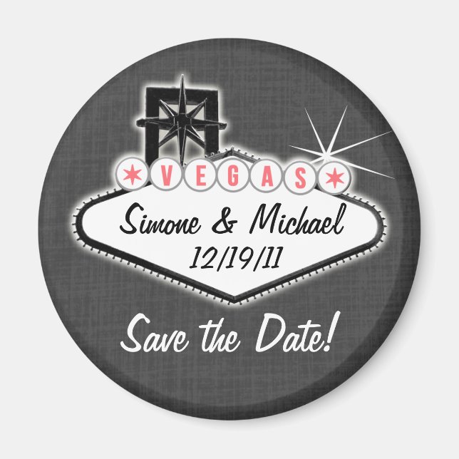 Las Vegas Magnet - Enregistrer la date - rond ou c (Devant)