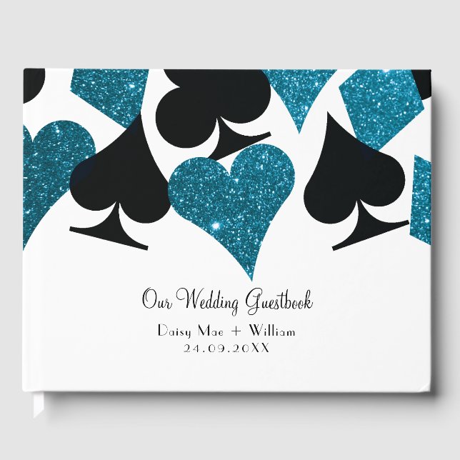 Las Vegas Malibu Blue Glitzer Guestbook Gästebuch (Vorderseite)