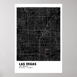 Las Vegas Map Poster - Nevada Black Map