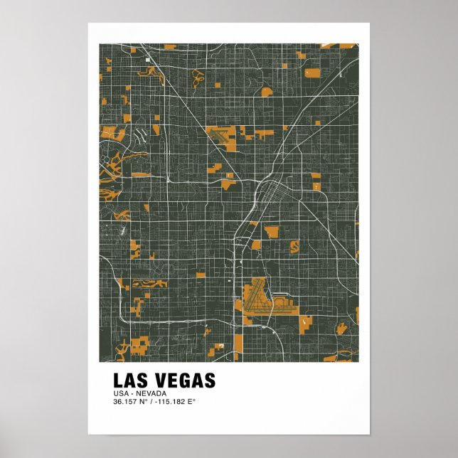 Las Vegas Map Poster - Nevada Green Map (Vorne)