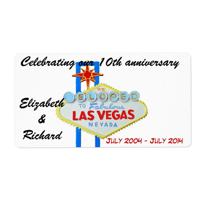Las Vegas Mariage Anniversaire Étiquettes de vin (Devant)