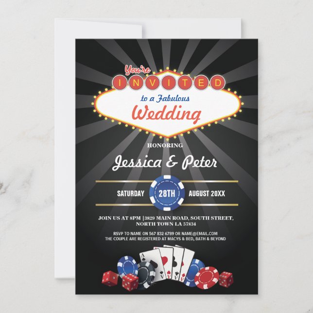 Las Vegas Mariage Casino Dice Party Invitation (Devant)
